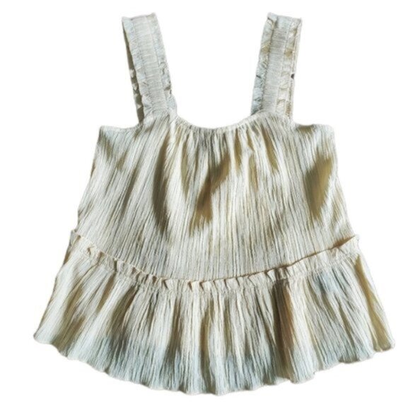 Anthropologie Current Air Cream Ruffled Top Size Small - Picture 6 of 12